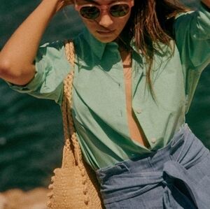 Sezane Max Shirt Vert Aqua - Size 36